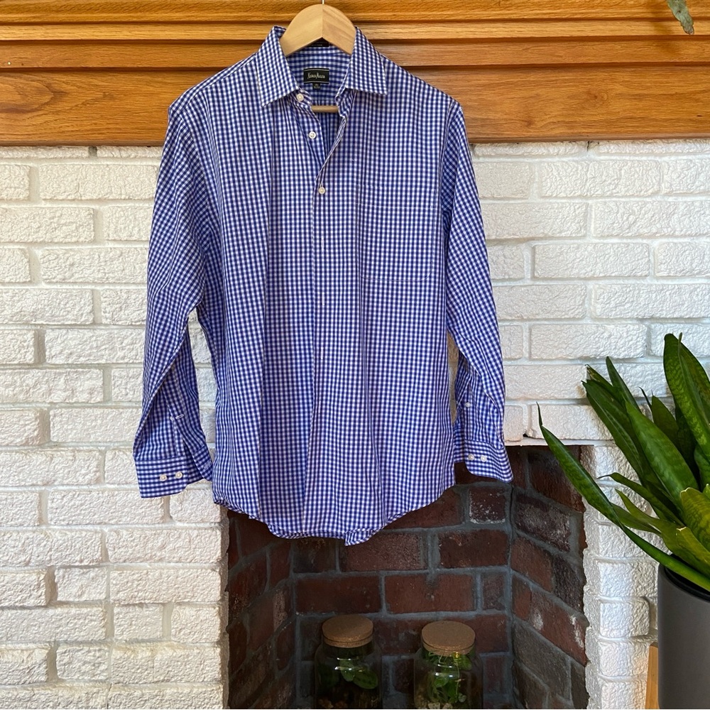 LAST CALL - Neiman Marcus White/Blue Button-down Dress Shirt